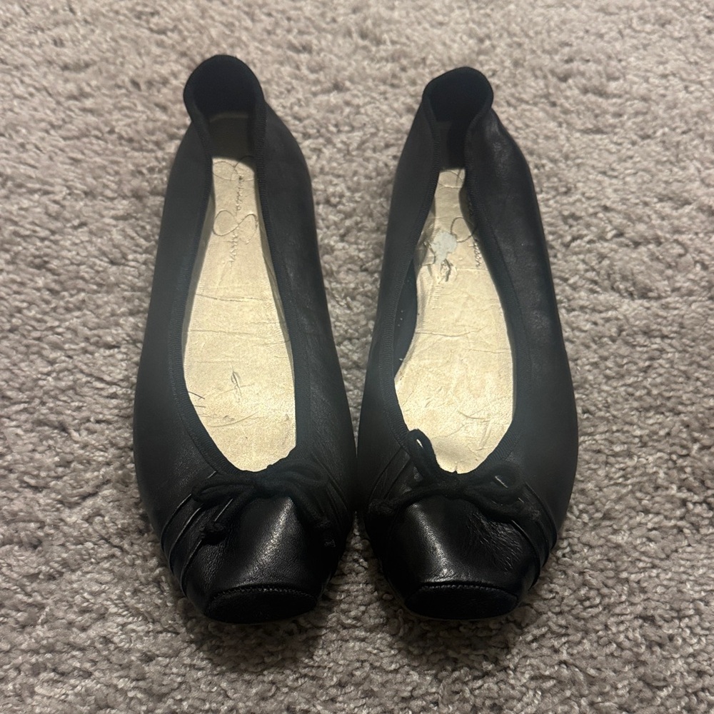 Jessica Simpson Black Leather Ballet Flats